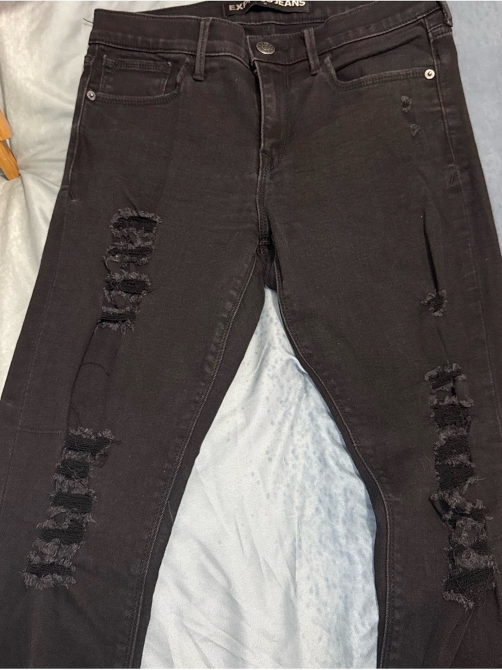 Express Black Ripped Skinny Jeans for Women